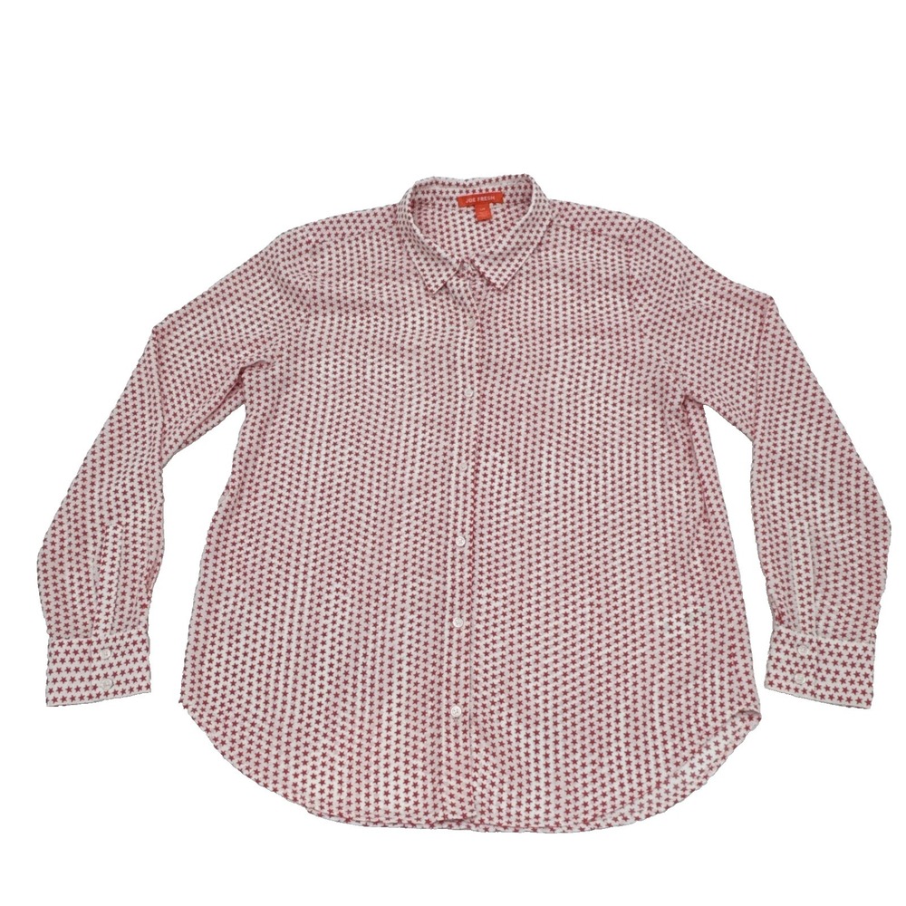 4th July shirt, Red & White Stars JOE Fresh Sheer BLOUSE TOP, Womans